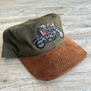 Vintage 1991 Acme Studios Rare Tasmanian Devil Biker Suede Hat